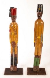 Two wooden carved and painted