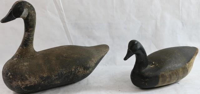 TWO WOODEN DECOYS TO INCLUDE A