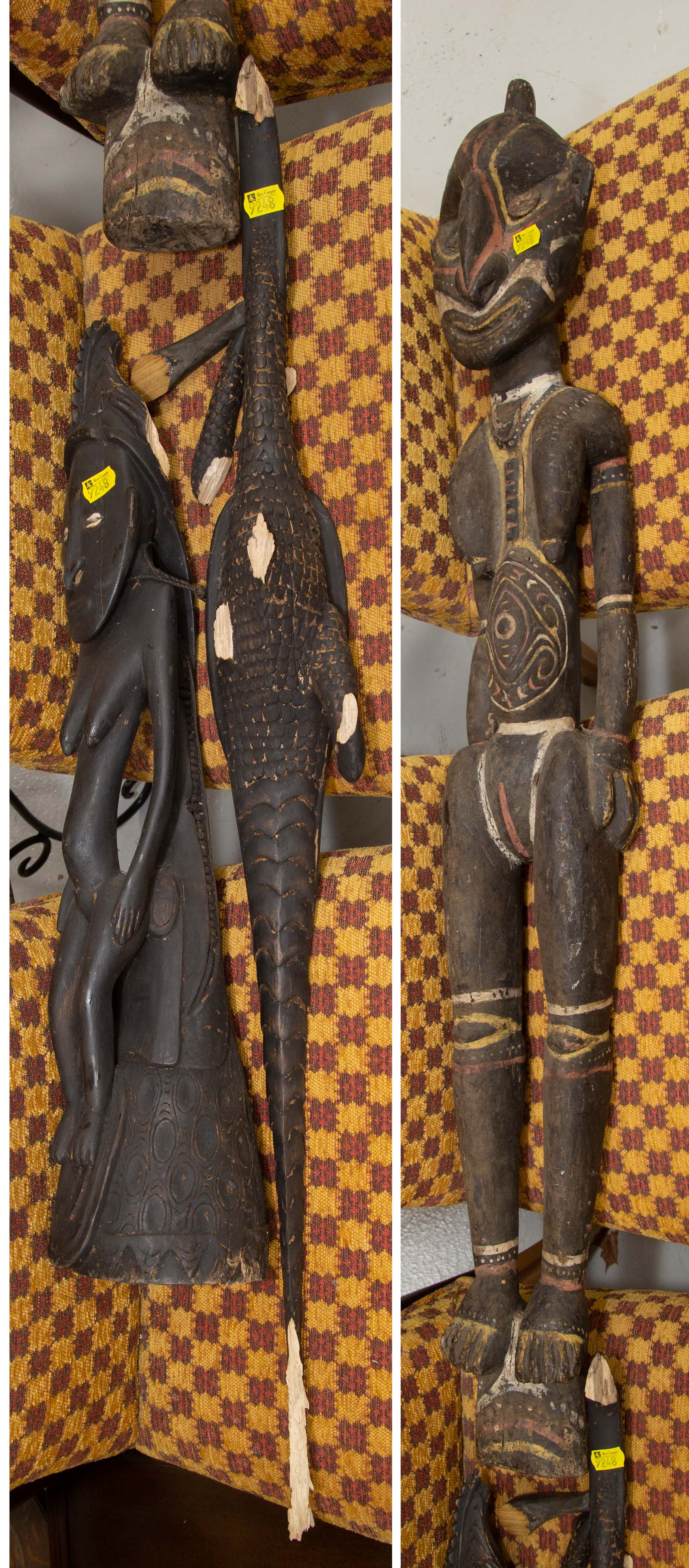 TWO WOODEN FIGURES FROM NEW