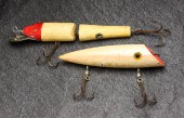 TWO WOODEN FISHING LURES. Amer