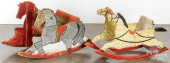 TWO WOODEN HORSE RIDE-ON TOYS<