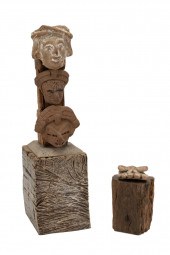 TWO WOODEN MOUNTS W S. AMERICA