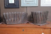 TWO WOODEN PICKET FENCE BASKET