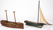 TWO WOODEN POND BOATS, CA. 190