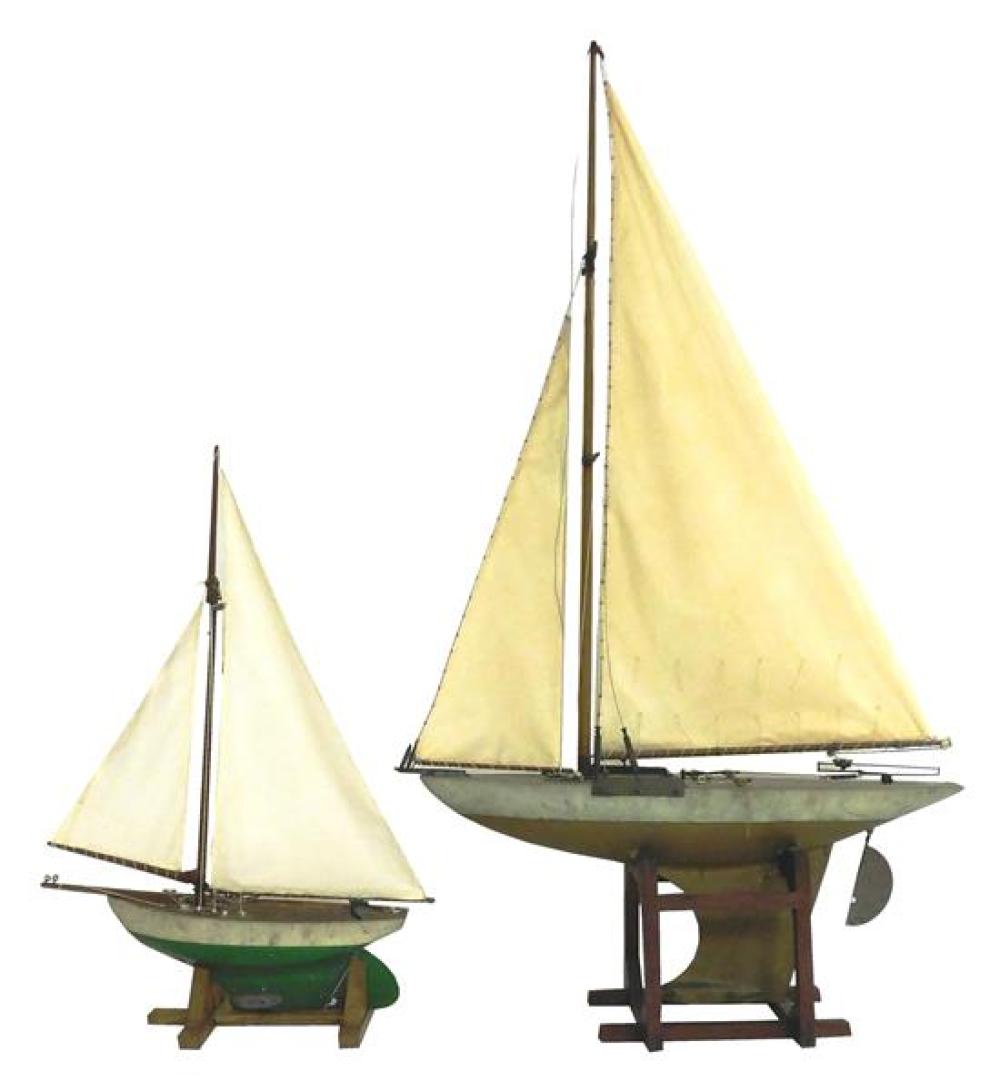 TWO WOODEN POND SAILERS WITH