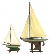 TWO WOODEN POND SAILERS WITH M