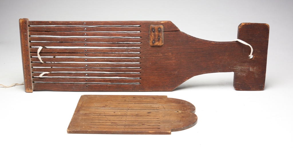 TWO WOODEN TAPE LOOMS. American and