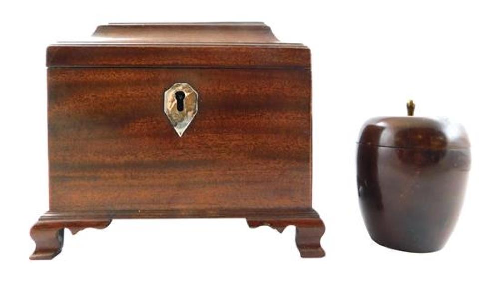 TWO WOODEN TEA CADDIES,