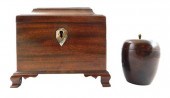 TWO WOODEN TEA CADDIES, INCLUD