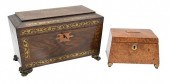 TWO WOODEN TEA CADDIESTwo Wood
