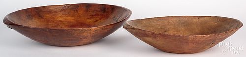 TWO WOODEN TRENCHERS, 19TH C., 25