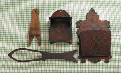 Two wooden wall pockets 19th c.