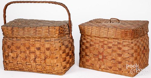 TWO WOODLANDS PAINTED BASKETS, LATE