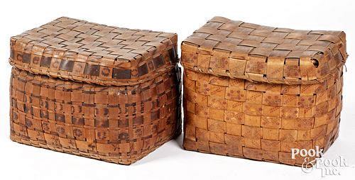 TWO WOODLANDS STAMPED SPLINT LIDDED