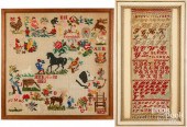 TWO WOOL ON LINEN NEEDLEWORK S