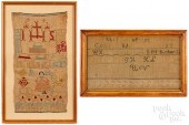 TWO WOOL SAMPLERS, 19TH C.Two