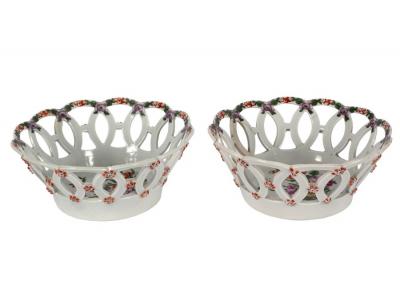 Two Worcester circular baskets,