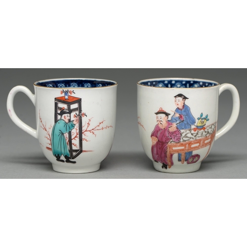 Two Worcester coffee cups, c1765,