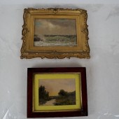 TWO WORKS: SEASCAPE - OIL ON B