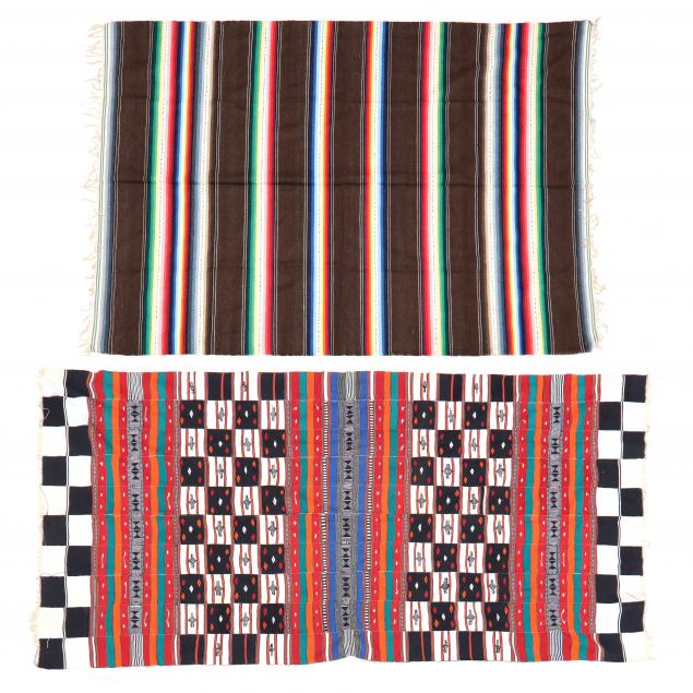 TWO WOVEN BLANKETS The first a