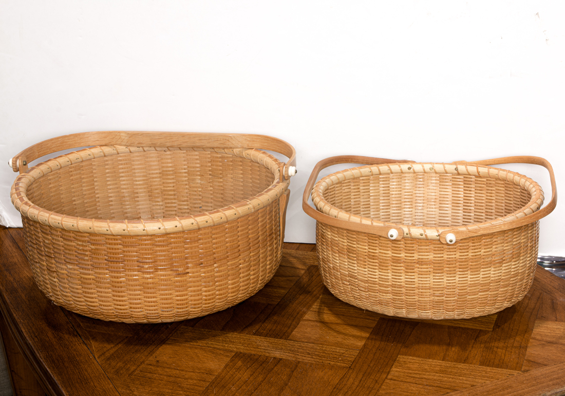 TWO WOVEN NANTUCKET STYLE HANDLED