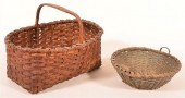 TWO WOVEN OAK SPLINT BASKETS.T