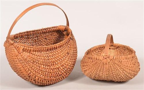 TWO WOVEN SPLINT BASKETS.Two