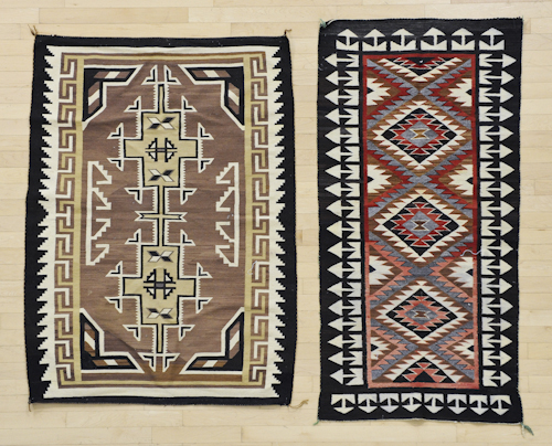 Two woven wool Navajo blankets