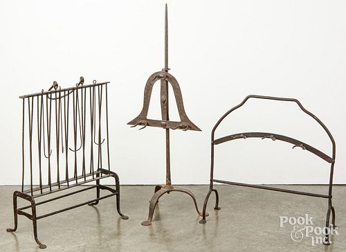 TWO WROUGHT IRON BROILERS AND A