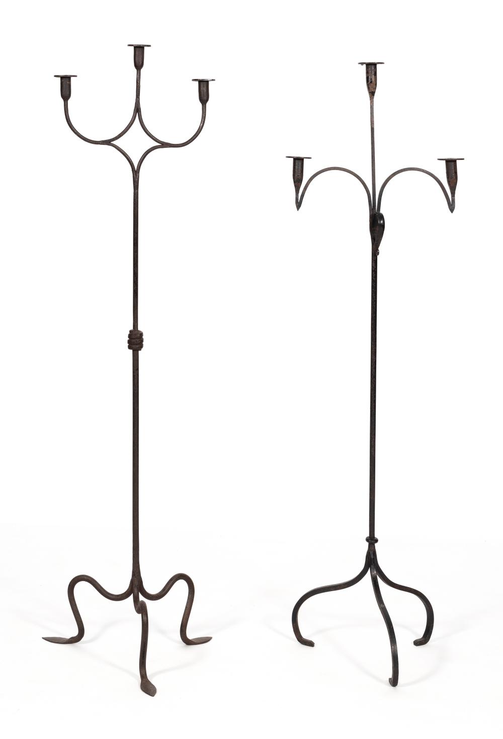 TWO WROUGHT IRON FLOOR