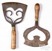 TWO WROUGHT IRON FOOD CHOPPERS