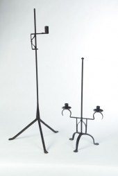 TWO WROUGHT IRON LIGHTING DEVI
