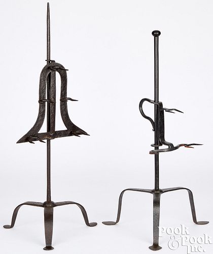 TWO WROUGHT IRON MEAT ROASTING