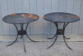 TWO WROUGHT IRON ROUND GARDEN