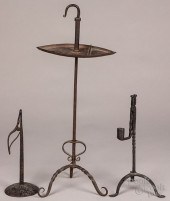 TWO WROUGHT IRON RUSH LIGHTS,