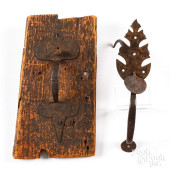 TWO WROUGHT IRON THUMB LATCHES