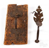 TWO WROUGHT IRON THUMB LATCHES