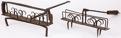 TWO WROUGHT IRON TOASTERS, 19TH