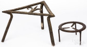 TWO WROUGHT IRON TRIVETS, 19TH