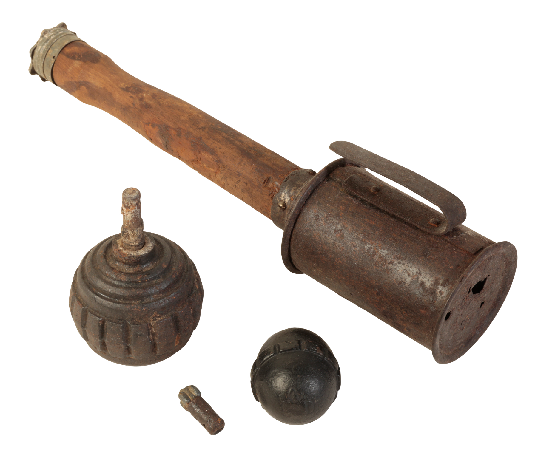 TWO WWI GERMAN EGG BOMBS and a