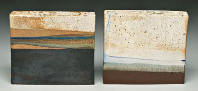 Two Wyman pottery book vases