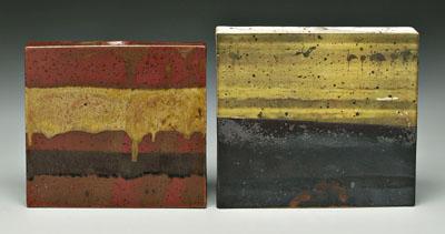 Two Wyman pottery book vases