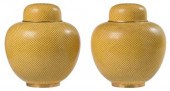 TWO YELLOW CLOISONNÃ© LIDDED G