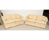 Two yellow damask covered love