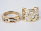 TWO YELLOW GOLD & DIAMOND BAND