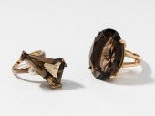 TWO YELLOW GOLD GEM-SET RINGST