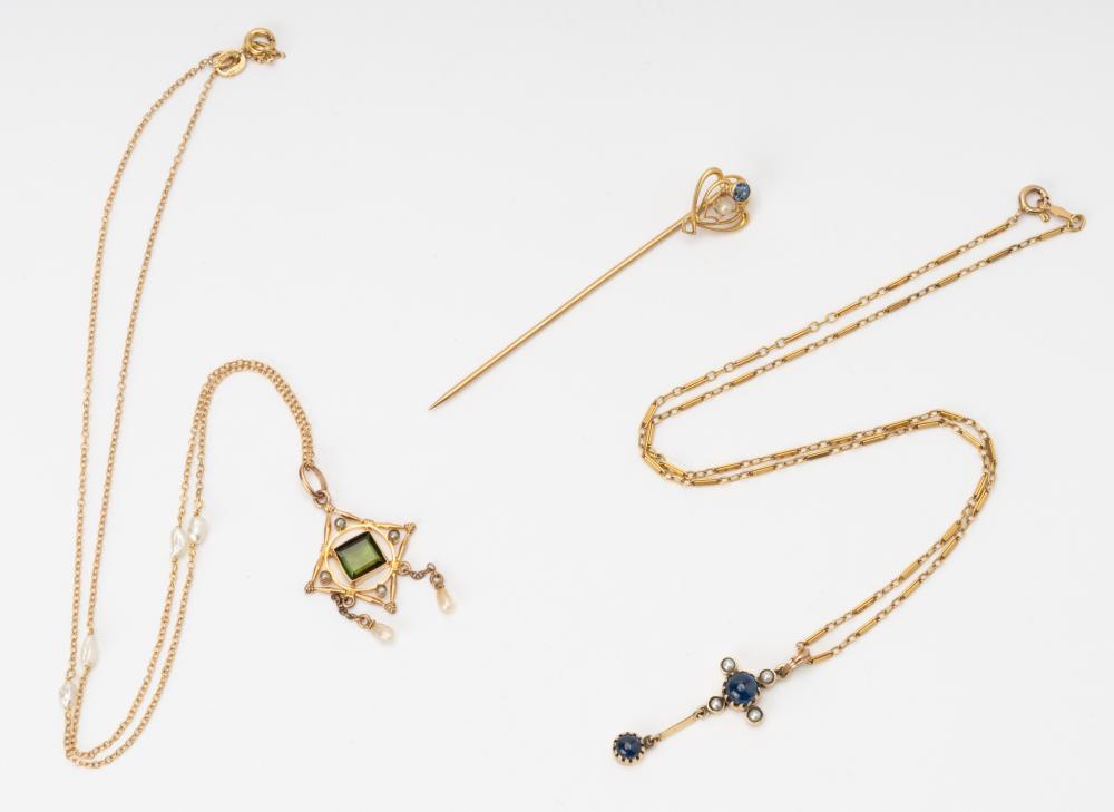 TWO YELLOW GOLD NECKLACES AND