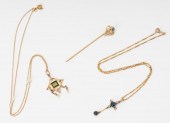 TWO YELLOW GOLD NECKLACES AND