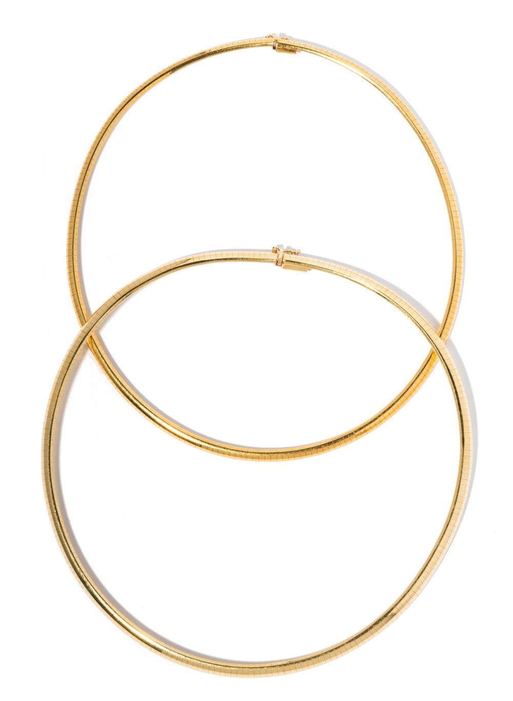 TWO YELLOW GOLD OMEGA LINK