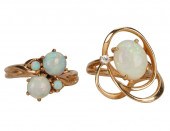 TWO YELLOW GOLD & OPAL RINGSth